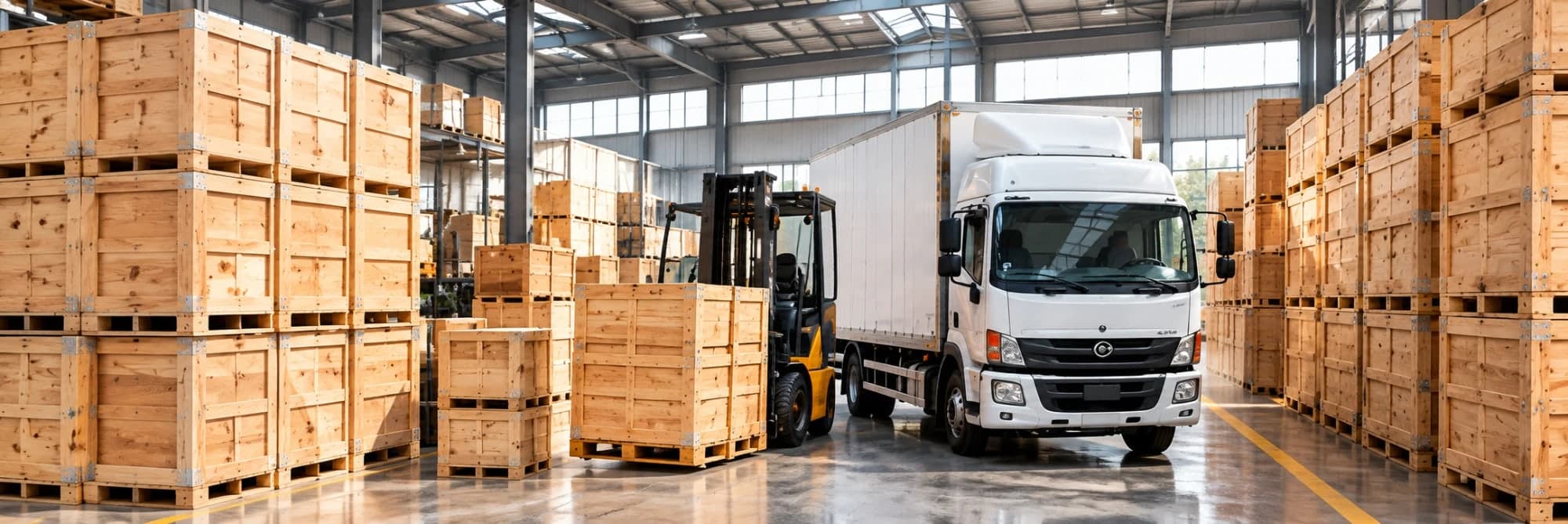 Camión listo para transportar embalajes