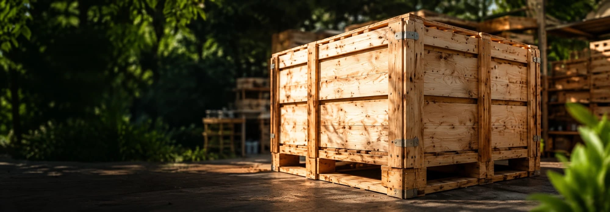 Caja de madera en un bosque
